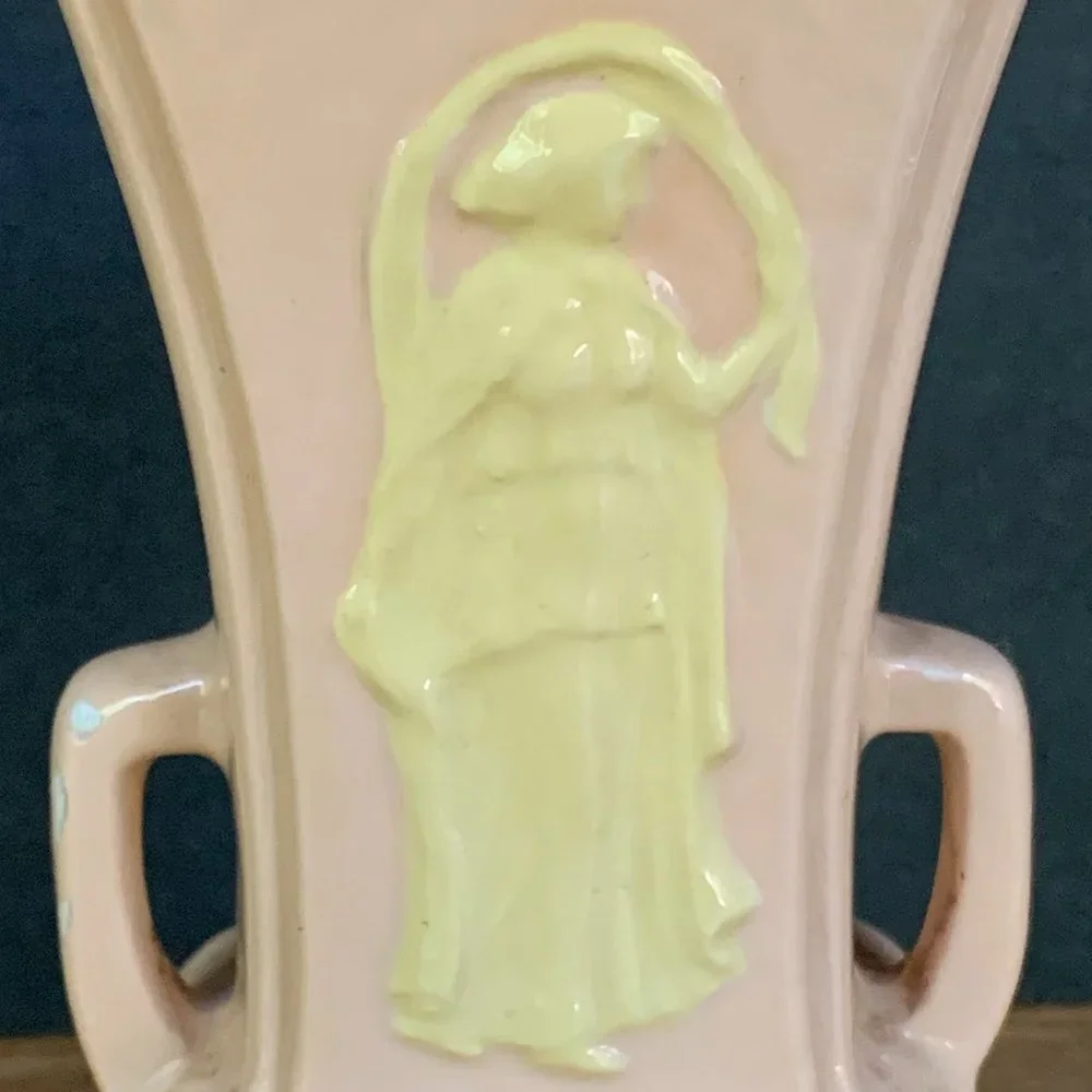 VTG Vase Cameo -like Handles Woman Ceramic Soft Pink - Picture 9 of 12